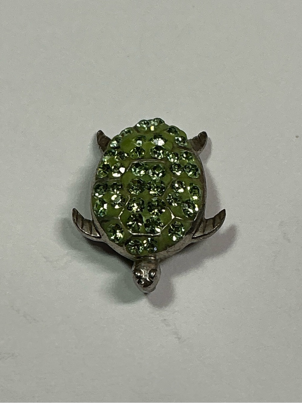 Sterling Silver Green Crystal Turtle Pendant Necklace Charm